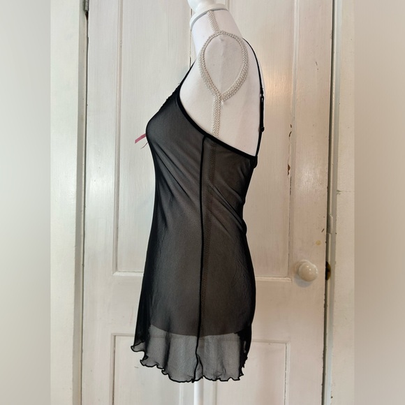 Early 2000’s Candie’s Black Mesh Chemise with Lace Trim and a Pink Bow size S - Picture 2 of 10